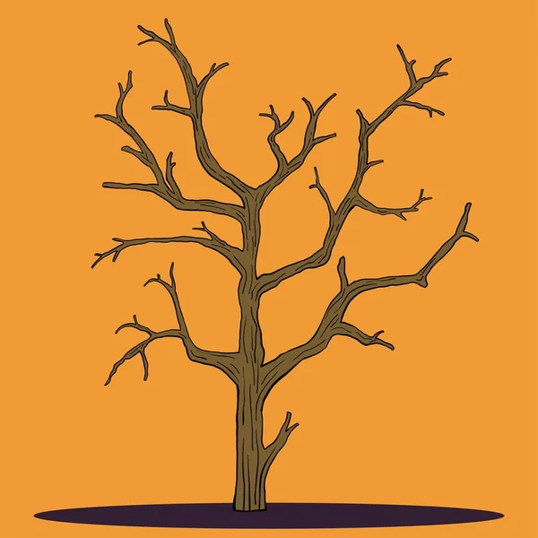 Simplicity Halloween Dead Tree Freehand Drawing Flat Design — Stock Vector