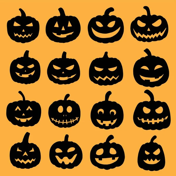 Eenvoud Halloween Pompoen Collectie Freehand Tekening Plat Ontwerp — Stockvector