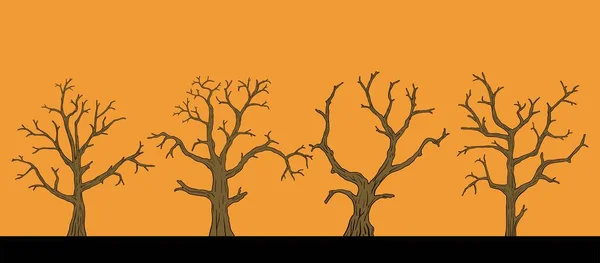 Simplicity Collection Halloween Dead Tree Freehand Drawing Flat Design — Stock Vector