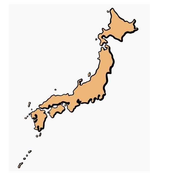 Doodle Dibujo Mano Alzada Japón Mapa — Vector de stock