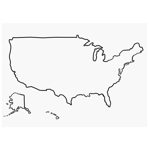 アメリカの地図のアメリカ合衆国の落書きのフリーハンドの図面 — ストックベクタ