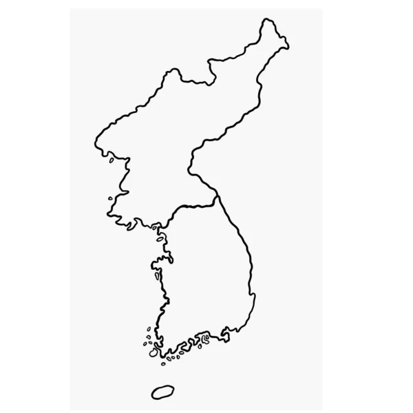 Doodle Freehand Drawing North South Korea Map — Stock Vector