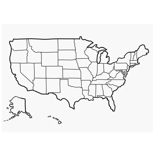 Doodle Freehand Piirtää Yhdysvaltojen Kartan — vektorikuva