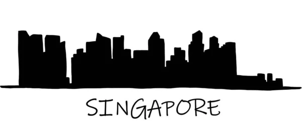 Σινγκαπούρη Cityscape Skyline Doodle Freehand Σχέδιο Εικονογράφηση Διανύσματος — Διανυσματικό Αρχείο