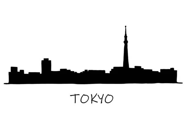 Tóquio Paisagem Urbana Skyline Doodle Desenho Mão Livre Ilustração Vetorial —  Vetores de Stock
