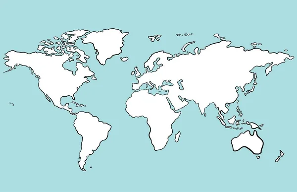 Desenho Mão Livre Mapa Mundo Esboço Sobre Fundo Branco —  Vetores de Stock