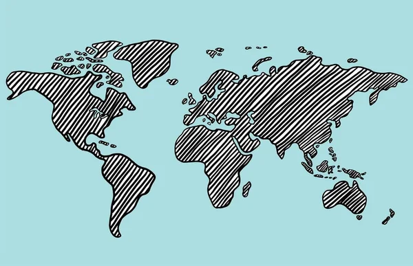 Вільний Малюнок Світової Карти Ескіз Білому Тлі — стоковий вектор