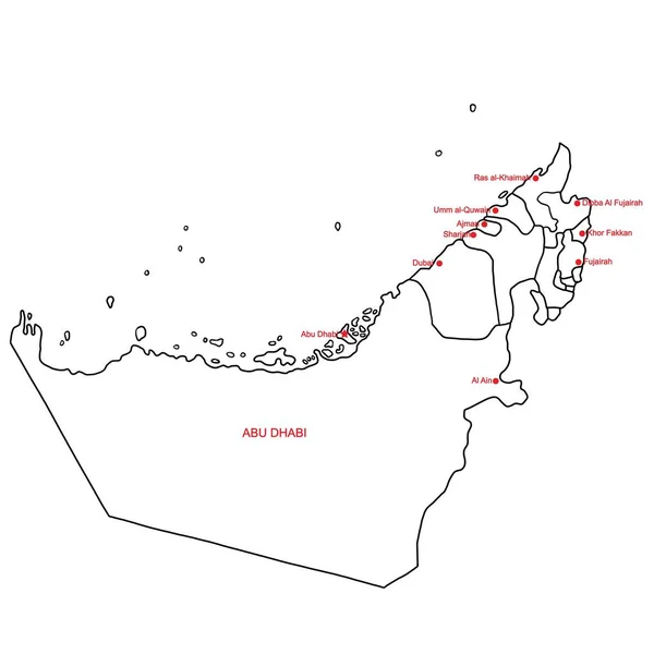 Doodle Freehand Drawing United Arab Emirate Political Map Major Cities — Stock Vector