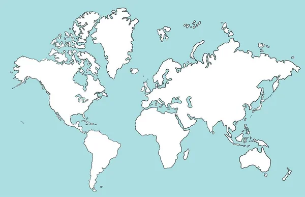 Desenho Mão Livre Esboço Mapa Mundo Fundo Branco Ilustração Vetorial —  Vetores de Stock