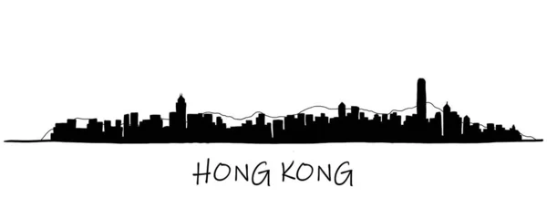 Hong Kong Cityscape Skyline Doodle Freehand Drawing Vector Illustration — Stock Vector