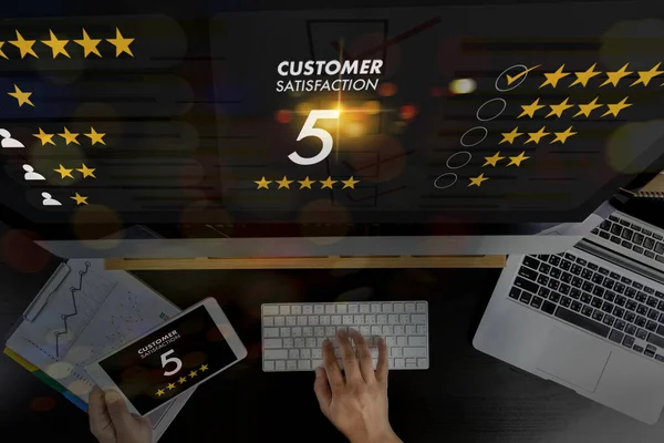 Online Review Concept Customer Experience Rating Service Experience Online Application — стоковое фото