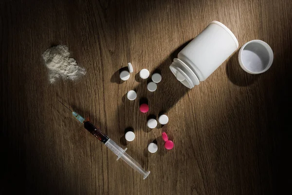 Arrêter Toxicomanie Concept Journée Internationale Contre Seringue Drogue Héroïne Cuite — Photo