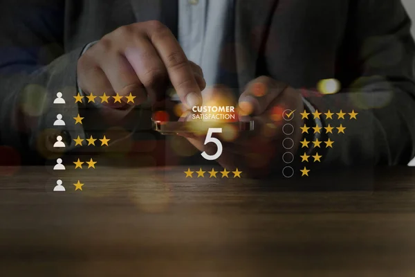 Evaluación Línea Concepto Customer Experience Feedback Rating Service Experience Online —  Fotos de Stock
