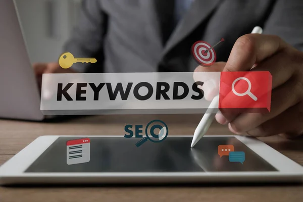 Keyword Seo Content Keywords Research Communication Research Page Optimization Seo — Fotografia de Stock