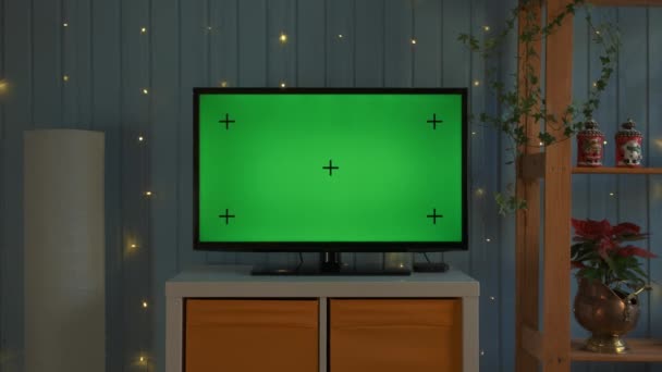 TV de Noël avec écran vert composé. — Video