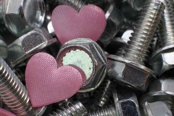 Hearts in screws — Stock Photo, Image