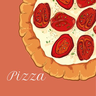 beyaz peynir, domates ve fesleğen ile vektör napolice pizza