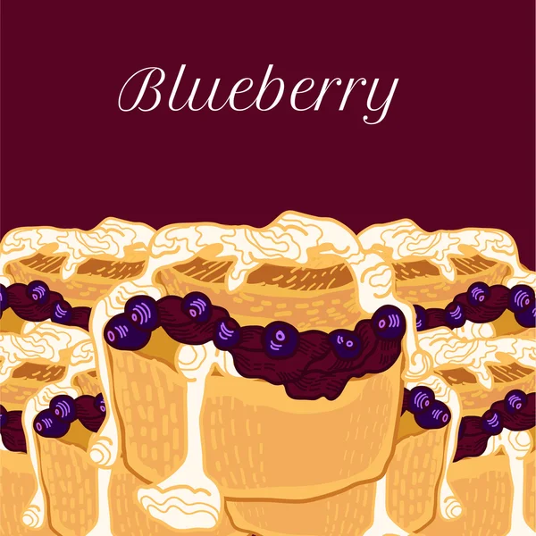 Vector blueberry muffin with jam — Stock Vector