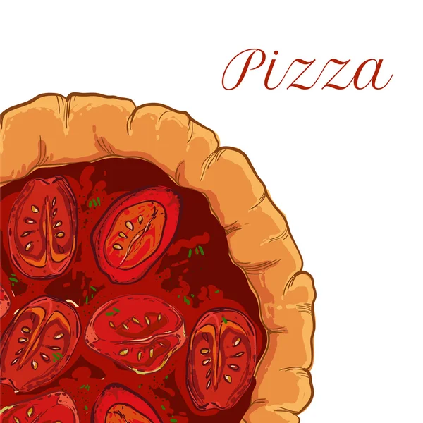 Pizza vettoriale napoletana con pomodoro e basilico — Vettoriale Stock