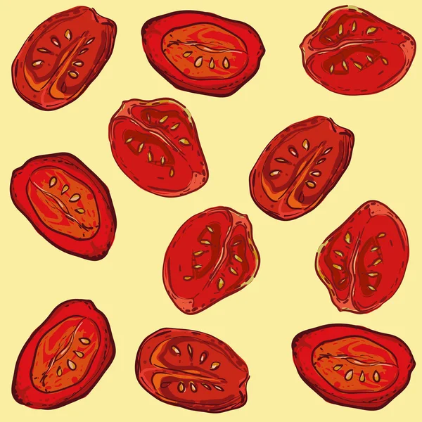 Векторные свежие томатные ломтики для фона меню — стоковый вектор