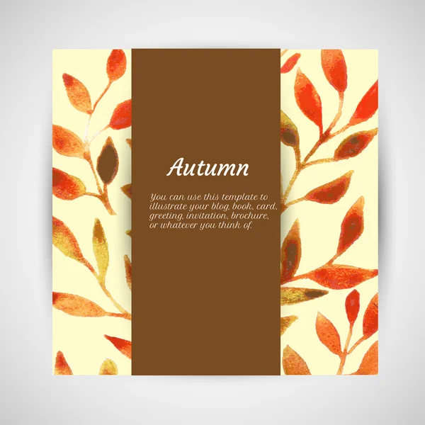 Vector autumn watercolor leaf pattern template — Stock Vector