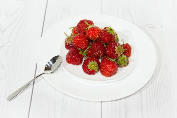 Strawberry in white plate — Stock Photo, Image