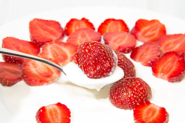 Strawberry in white plate — Stock Photo, Image