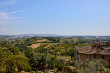Toskana manzarası. San Gimignano 'dan genel görüş