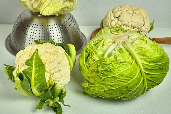 Vegetables Cauliflower Cabbage Vegetables Rich Fiber Carbohydrates Vitamins — Stock Photo, Image