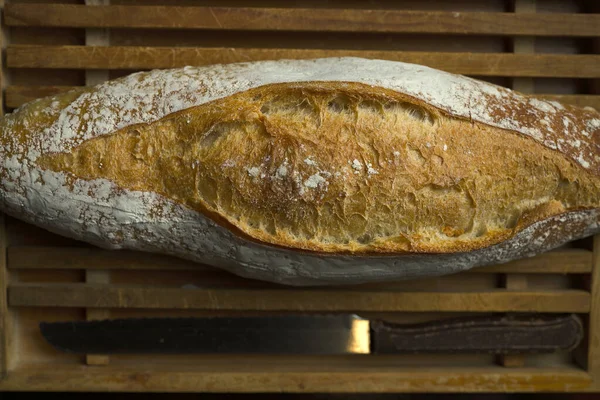 Художній Хліб Випічка Хліба Дерев Яному Хлібному Кошику — стокове фото