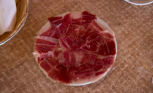 Plaat Van Iberische Ham Meest Typische Worst Spanje — Stockfoto