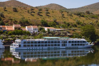 Cais de Barca de Alva (Portugal), May 4, 2022. Boats. Passenger boats make trips on the Douro River between Cais de Barca de Alva and Peso da Rgua.