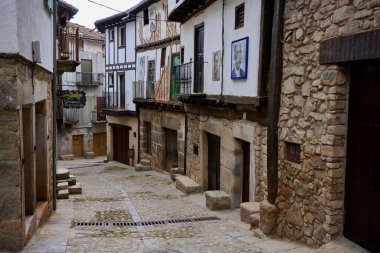 La Alberca (Spain), May 3, 2022. Typical houses. This town of Salamanca was the first in Spain to be considered a Cultural Asset of national interest. It belongs to the region of Las Batuecas