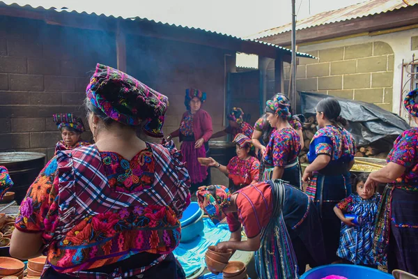 Indigene Maya Frauen Kochen Typisches Maya Essen — Stockfoto