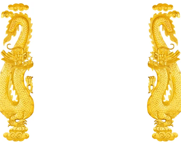 Čínský drak zlatý rám — Stock fotografie
