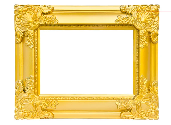 Moldura de ouro antigo isolado no fundo branco — Fotografia de Stock