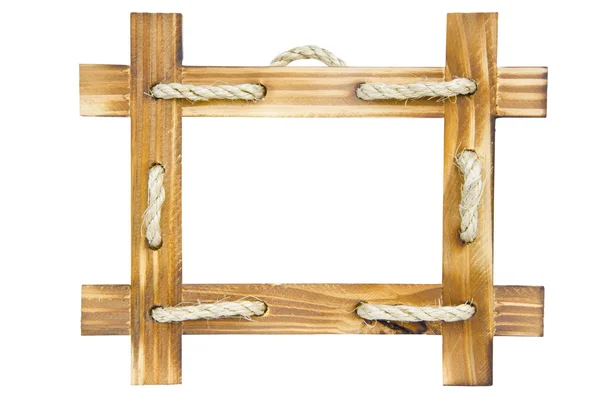 Cornice vuota in legno isolata su sfondo bianco — Foto Stock