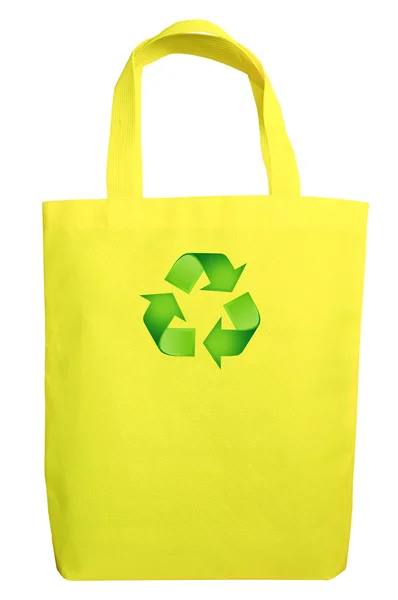 Жовта тканина еко сумка для переробки — стокове фото