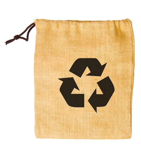 Saco vacío bolsa de reciclaje aislado sobre fondo blanco —  Fotos de Stock
