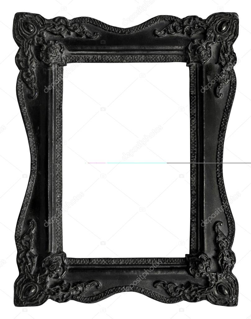 Picture frame black wood frame in white background.