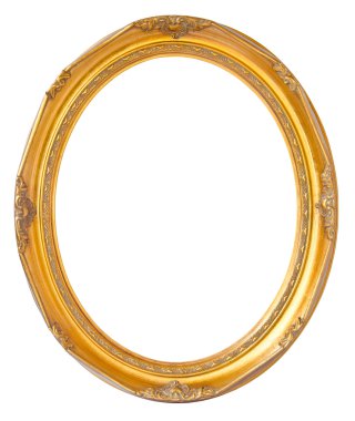 Beyaz arka plan üzerinde izole oval fotoğraf bronz ahşap çerçeve