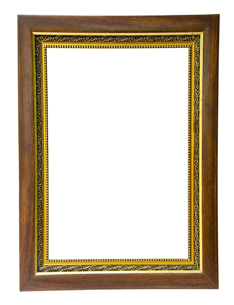 Антикварна деревина і золота рамка ізольовані на білому тлі — стокове фото