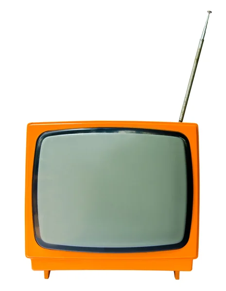 โทรทัศน์วินเทจถูกแยกจากพื้นหลังสีขาว — ภาพถ่ายสต็อก