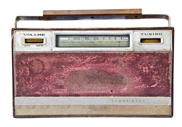旧收音机，白色背景隔离 — 图库照片