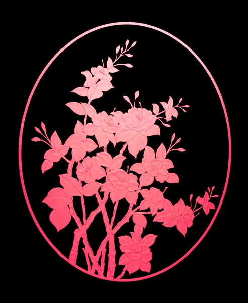 Muster rote Blume aus Glas auf schwarzem Hintergrund — Stockfoto