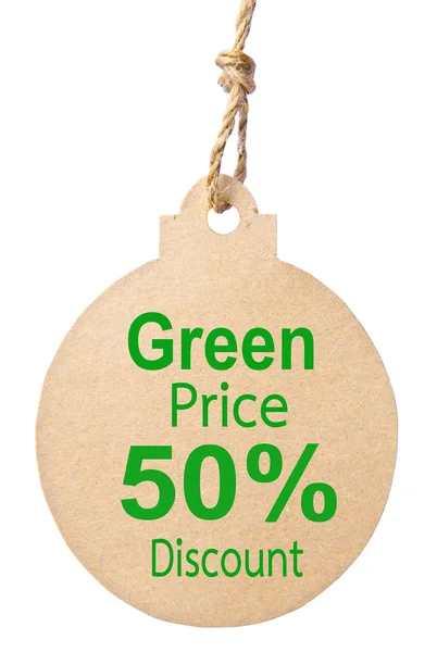 Eco vriendelijke label, groene prijs korting. — Stockfoto