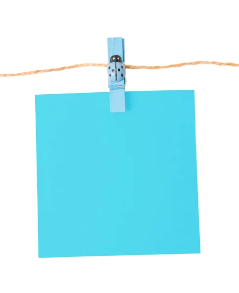 Bloc de notas azul fijado aislado sobre fondo blanco —  Fotos de Stock