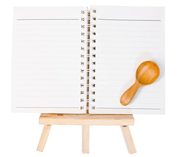 Open diary ring binder on small tripod for painting. isolated on — Stock Photo, Image