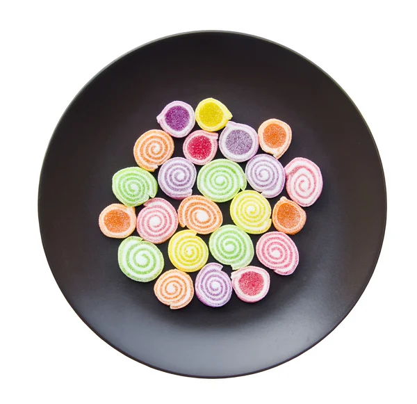 Jelly sugar on dish isolated on white background — Stock Photo, Image