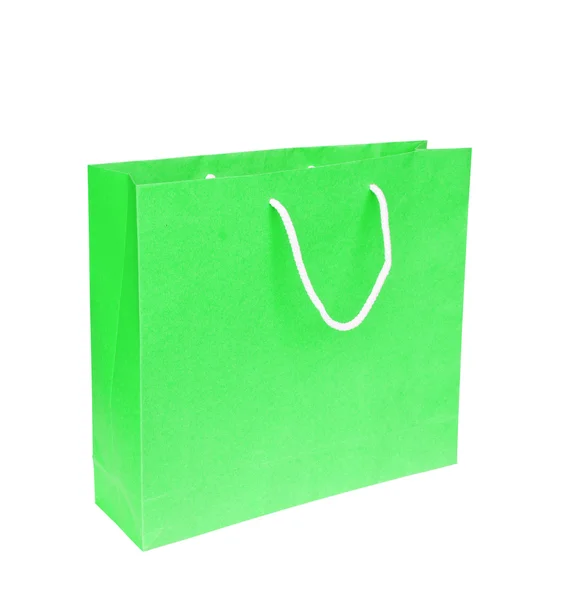 Üres zöld Papír porzsák — Stock Fotó